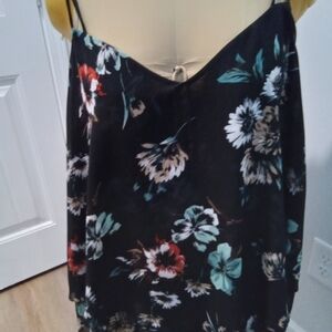 Torrid Plus Size 5 Floral Black Spaghetti Strap Top Perfect For Layering